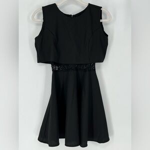 ZERO ONE LITTLE BLACK DRESS WITH‎ LACE BODICE AND MIDRIFF